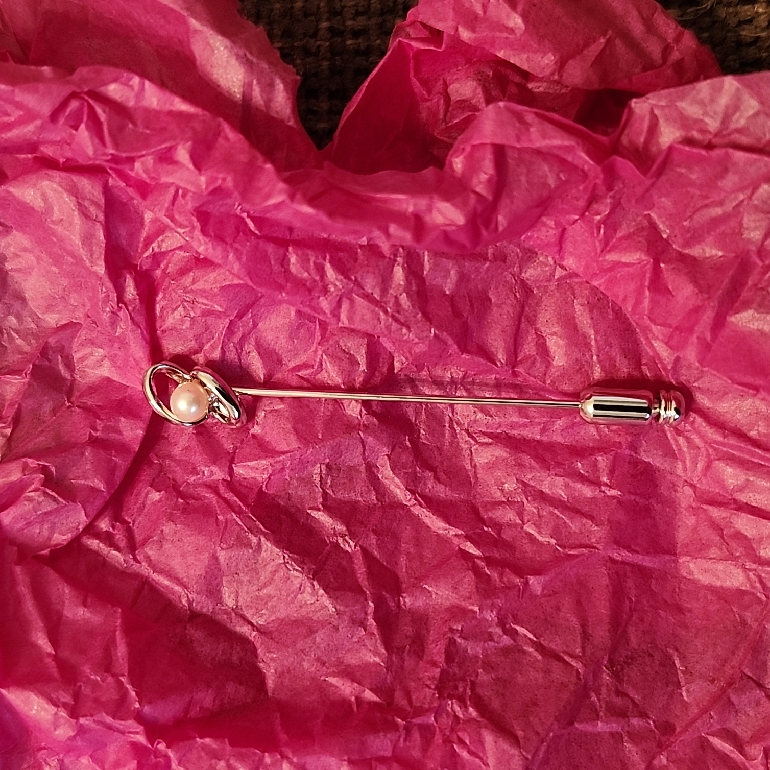 Tasaki 925 Sterling/Akoya Pearl Brooch